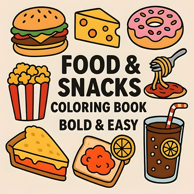 Food Snacks Coloring Book - Толстая книжка-раскраска на тему еды и