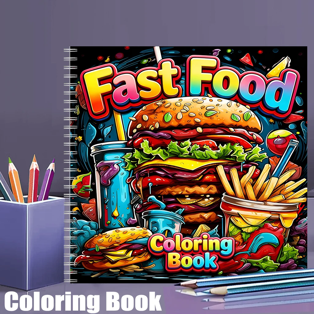 Food Snacks Coloring Book - Книга-раскраска для взрослых в стиле фаст-фуд,
