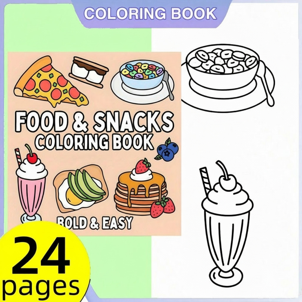 Новая книжка-раскраска на тему – обзор и цена Food Snacks Coloring Book