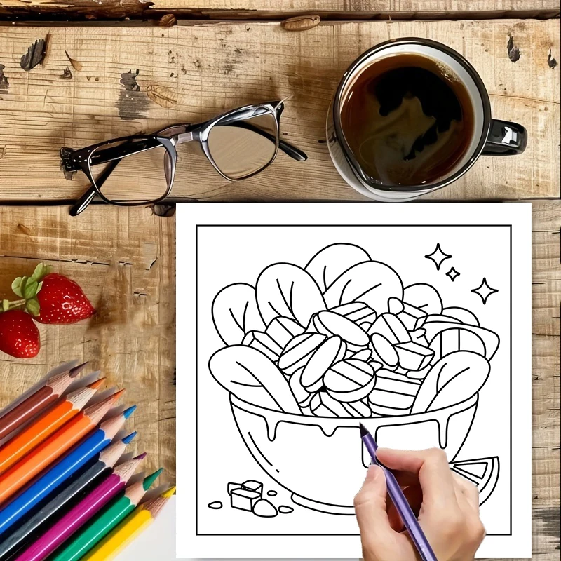 Книга-раскраска для взрослых с – обзор и цена Food Snacks Coloring Book