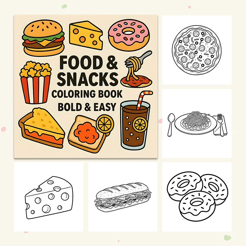 Толстая книжка-раскраска на те – обзор и цена Food Snacks Coloring Book