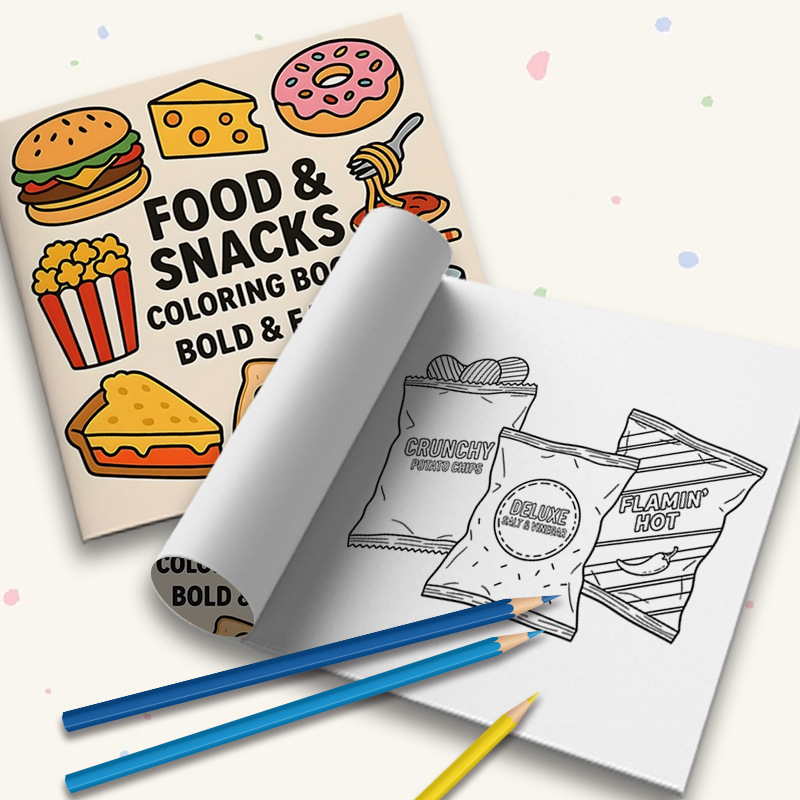 Толстая книжка-раскраска на те – обзор и цена Food Snacks Coloring Book