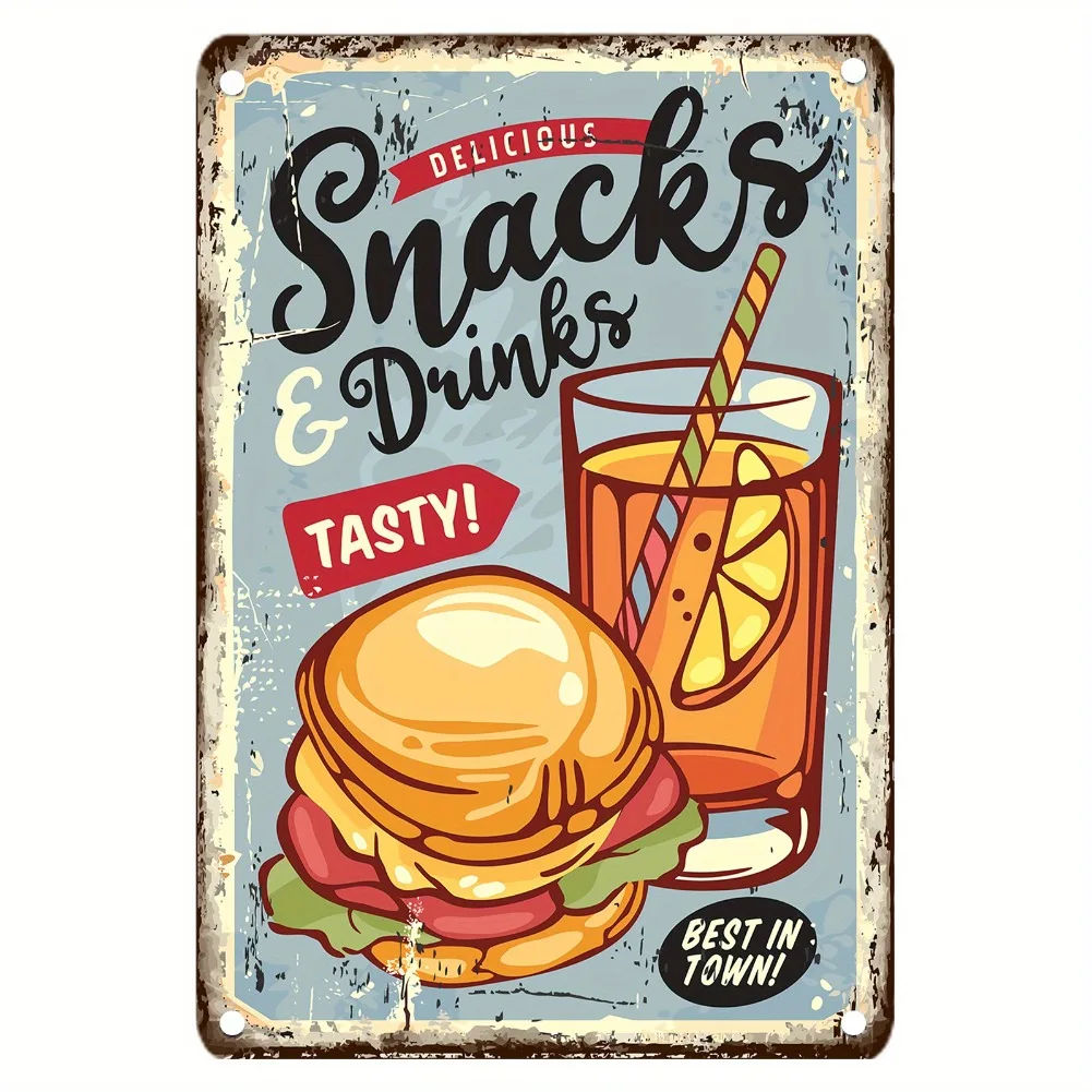 Винтажная металлическая вывеск – обзор и цена Food Snacks Easy